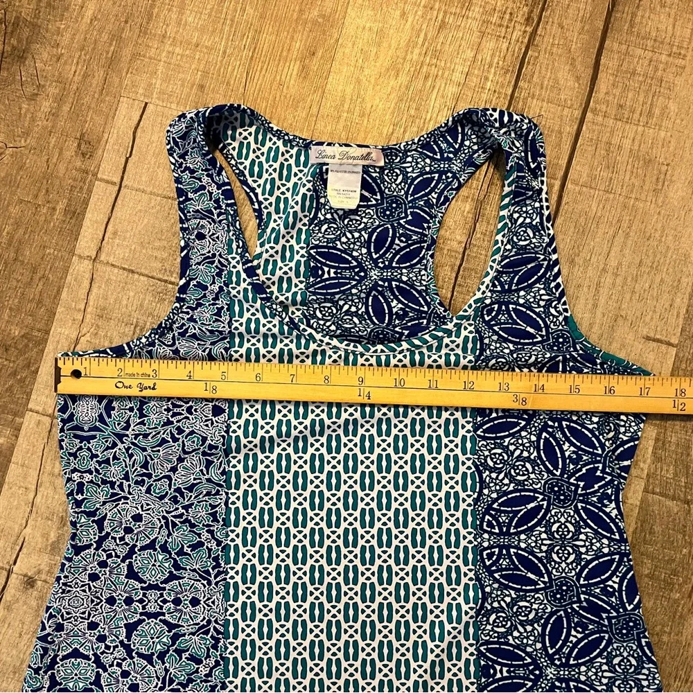 Linea Donatella Blue Teal Print Tank & Shorts Lounge Set S